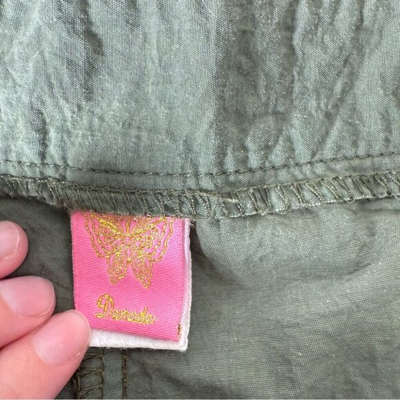 Danada Green Nylon Wide Leg Pants Gorpcore Casual Pockets M - Picture 7 of 12